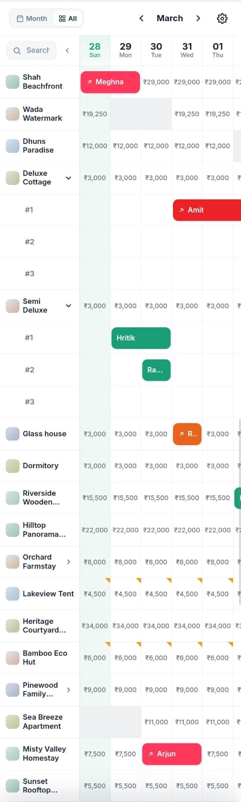Multi-property calendar view in the Doorloom app